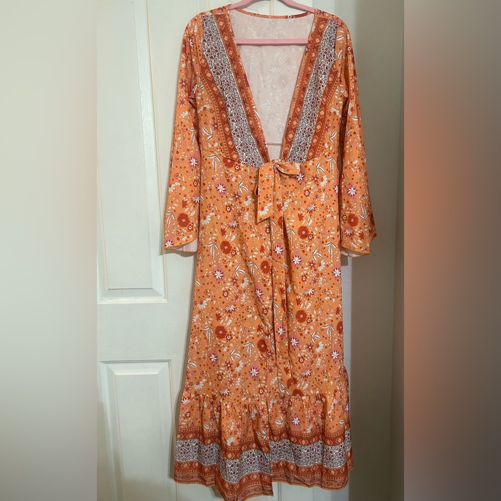 Orange Floral Women's Dress